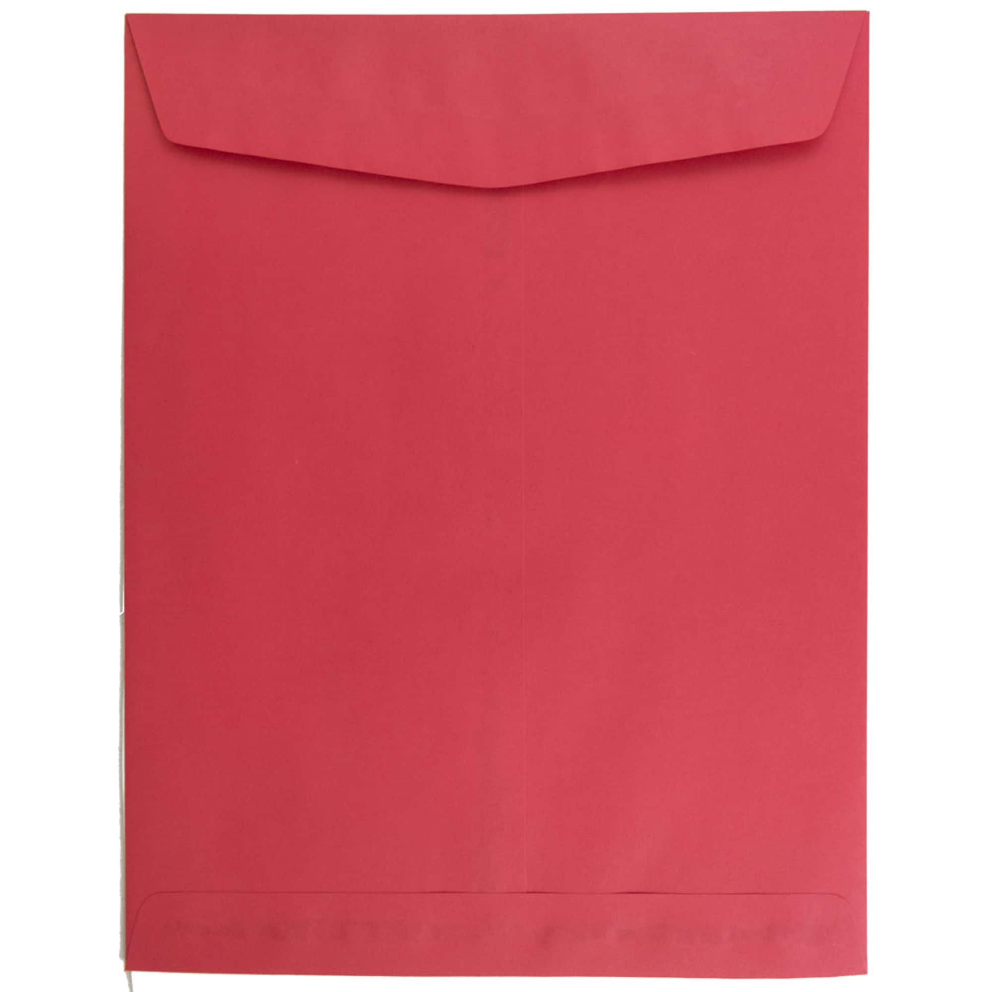 JAM Paper 10" x 13" Brite Hue Christmas Red Open End Catalog Colored Envelopes, 100ct.